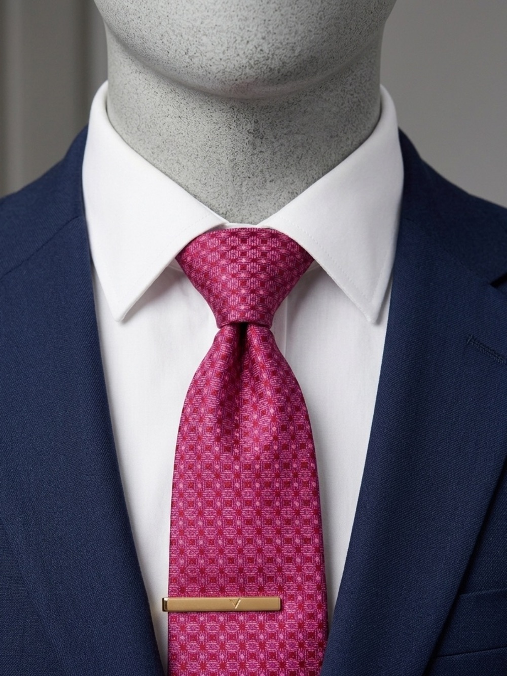 Thomas Pink London Men's Silk Tie - Geometric Pattern in Pink/Magenta